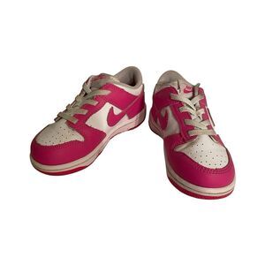 Girls Pink And White Nike Dunk Low Shoes. Size 9C Childs.